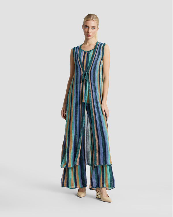 gianfranco ferre Metallic Striped Knit Cardigan Multicolor