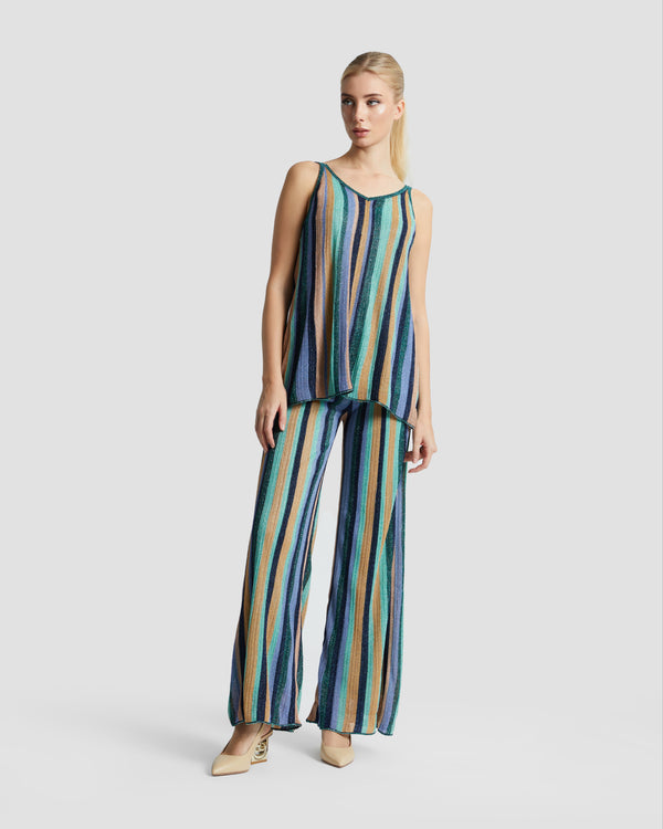 Gianfranco Ferre Metallic Striped Knit Top Multicolor