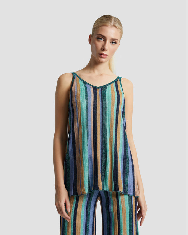 gianfranco ferre Metallic Striped Knit Top Multicolor