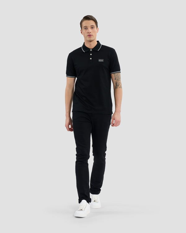 Gianfranco Ferre Metallic Trim Accented Polo Shirt Black