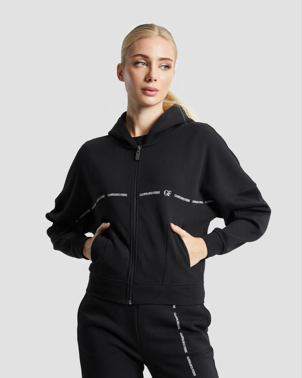 Gianfranco Ferre Minimalist Brand Print Tracksuit Set Black