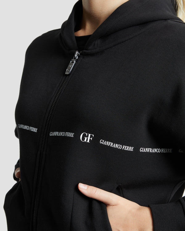 Gianfranco Ferre Minimalist Brand Print Tracksuit Set Black