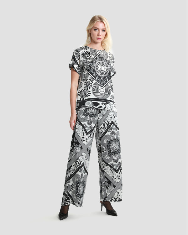 Gianfranco Ferre Monochrome Abstract Printed Trousers Black