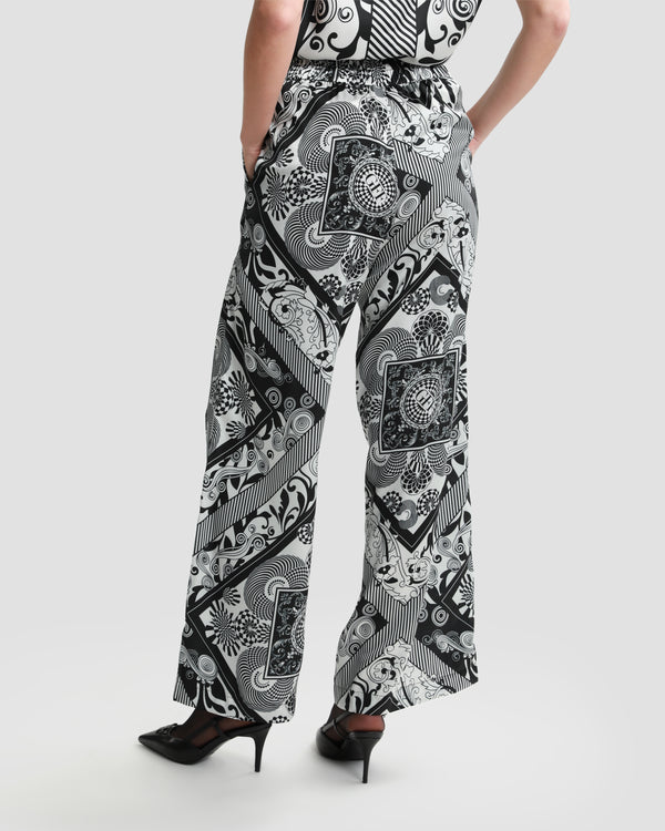 Gianfranco Ferre Monochrome Abstract Printed Trousers Black