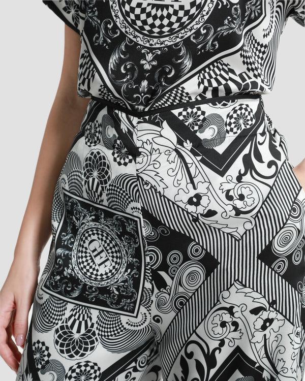 Gianfranco Ferre Monochrome Abstract Printed Trousers Black