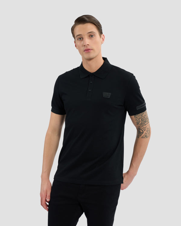 gianfranco ferre Monochrome Brand Embellished Sleeve Polo Shirt Black