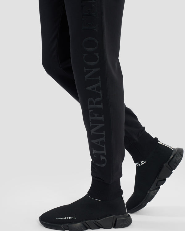 Gianfranco Ferre Monochrome Brand Print Track Pants Black