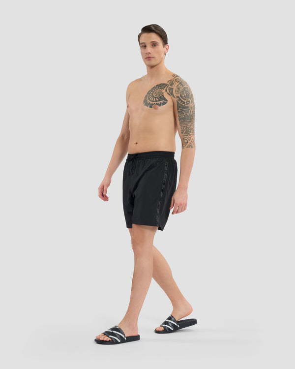 Gianfranco Ferre Monochrome Brand Taped Swim Shorts Black