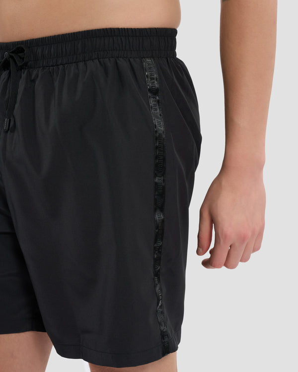 Gianfranco Ferre Monochrome Brand Taped Swim Shorts Black