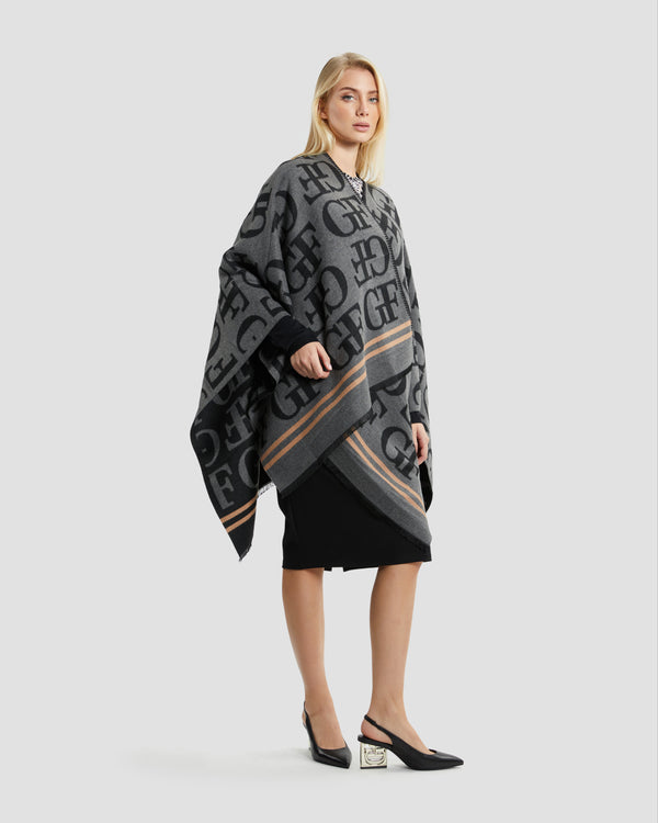 gianfranco ferre Monochrome Contrast Lined Poncho Dark Grey