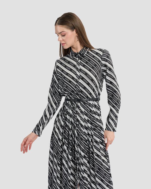 Gianfranco Ferre Monochrome Ferré Pleated Dress Black