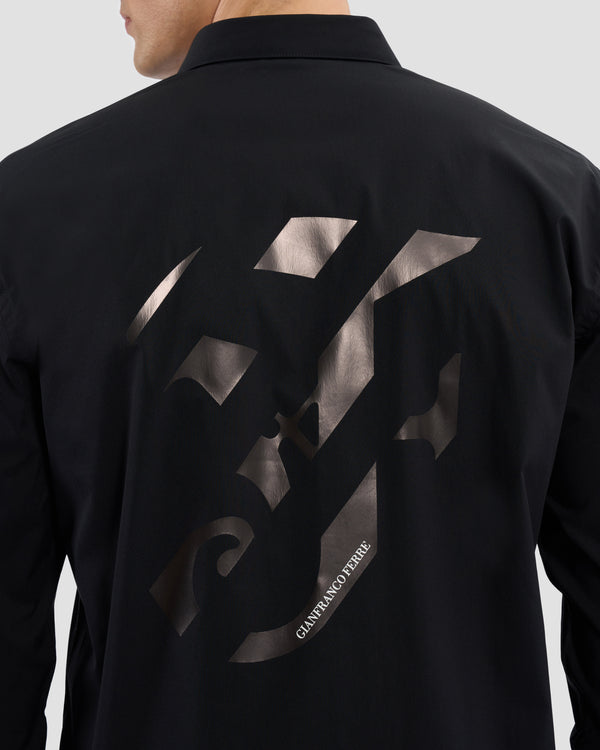 Gianfranco Ferre Monochrome Gothic Logo Print Shirt Black