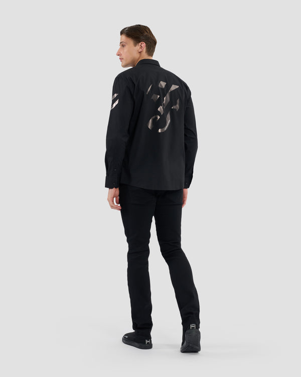Gianfranco Ferre Monochrome Gothic Logo Print Shirt Black