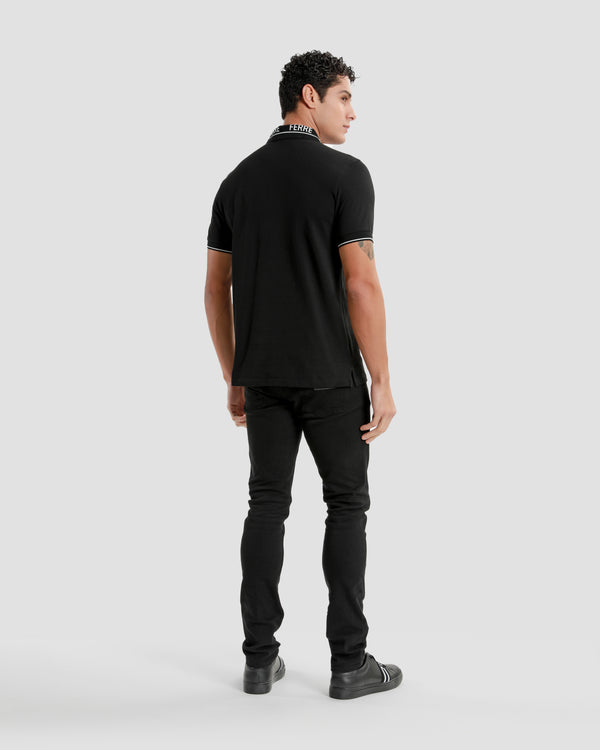 Gianfranco Ferre Monochrome Logo Embroidered Polo Shirt Black