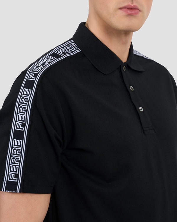 Gianfranco Ferre Monochrome Logo Taped Polo Shirt Black