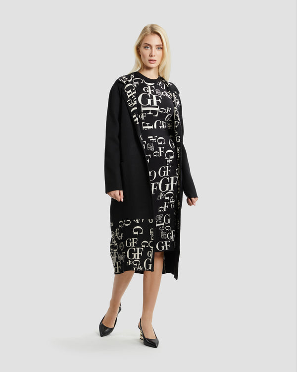 Gianfranco Ferre Monochrome Monogram Pencil Skirt Black