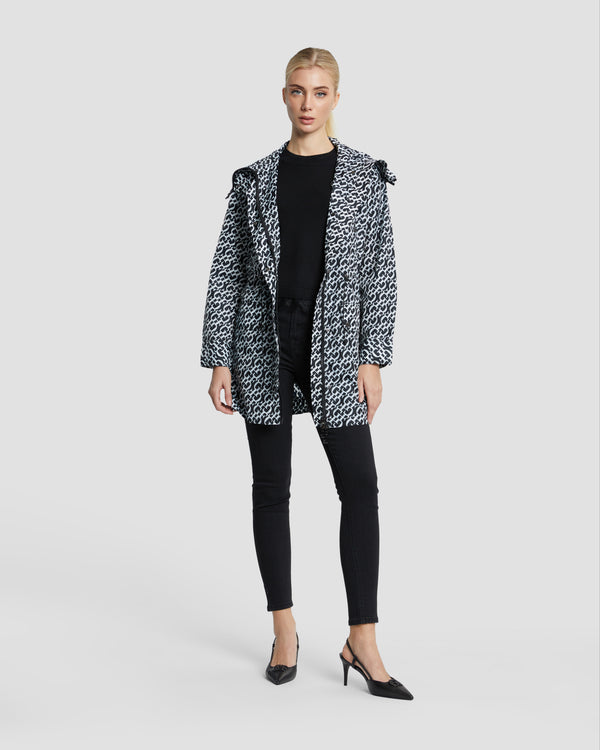 Gianfranco Ferre Monochrome Monogram Raincoat Black