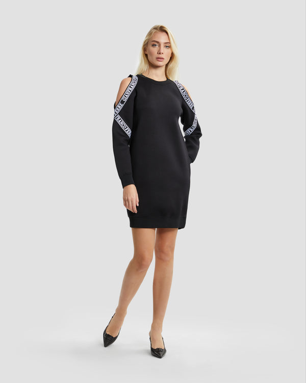 gianfranco ferre Monochrome Tapered Cold-Shoulder Dress Black