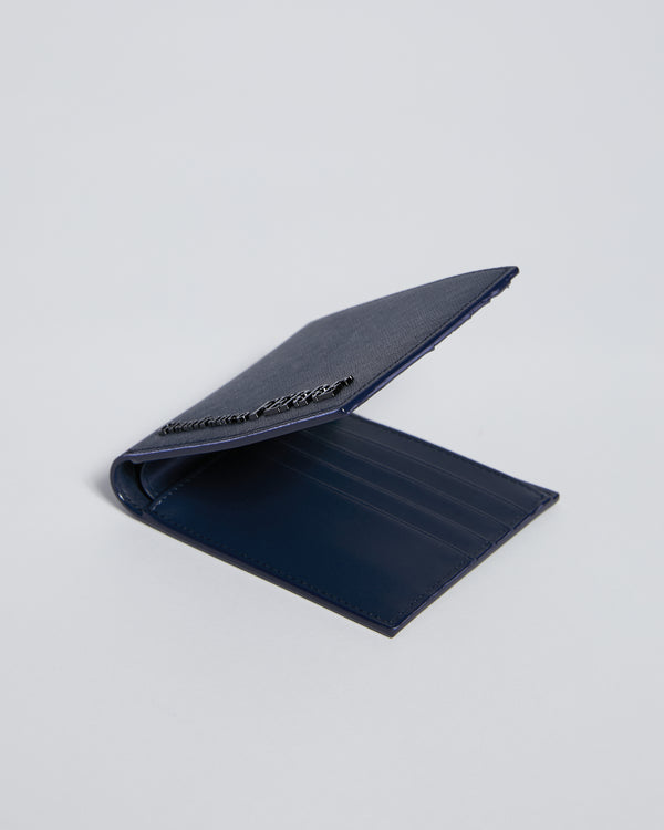 Gianfranco Ferre Monochrome Textured Bifold Wallet - Eight Slots Navy