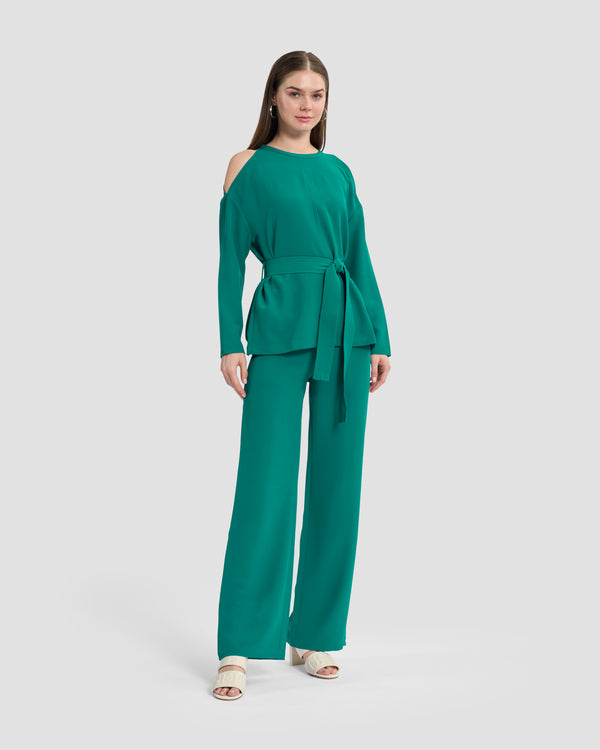 Gianfranco Ferre Monogram Embellished Flared Trousers Teal