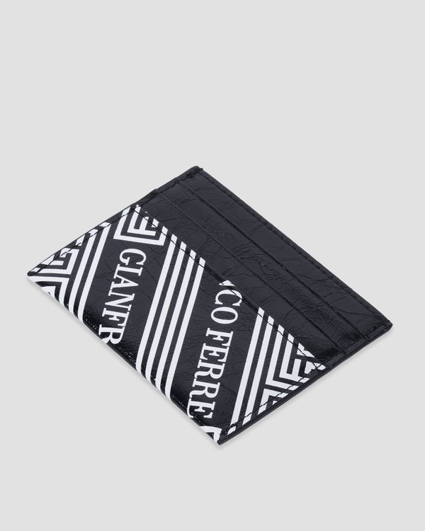 Gianfranco Ferre Monogram Leather Card Holder Black