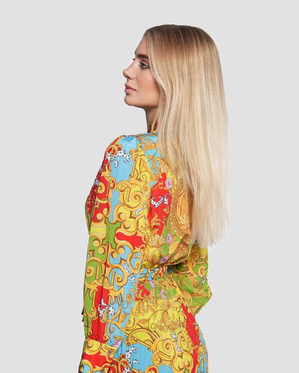 Gianfranco Ferre Multi-Color Baroque Pleated Maxi Dress Multicolor