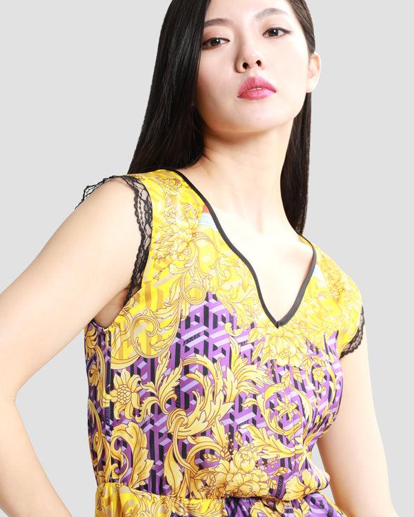 Gianfranco Ferre Multicolor Geometric Baroque Maxi Dress Multicolor