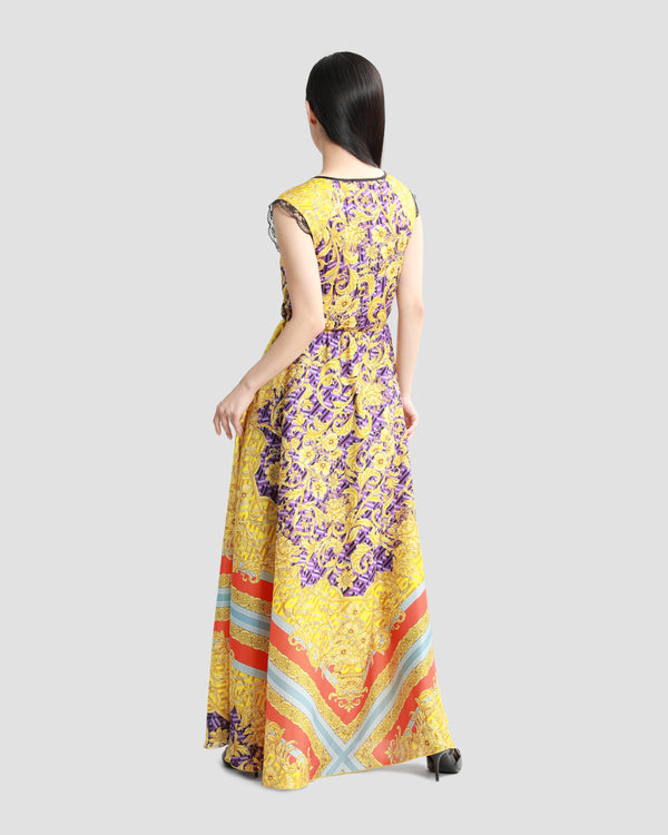 Gianfranco Ferre Multicolor Geometric Baroque Maxi Dress Multicolor