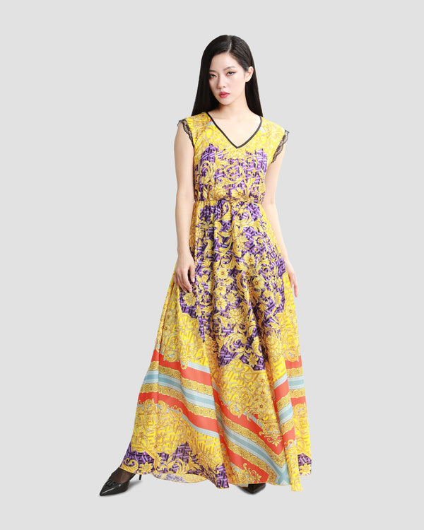 gianfranco ferre Multicolor Geometric Baroque Maxi Dress Multicolor