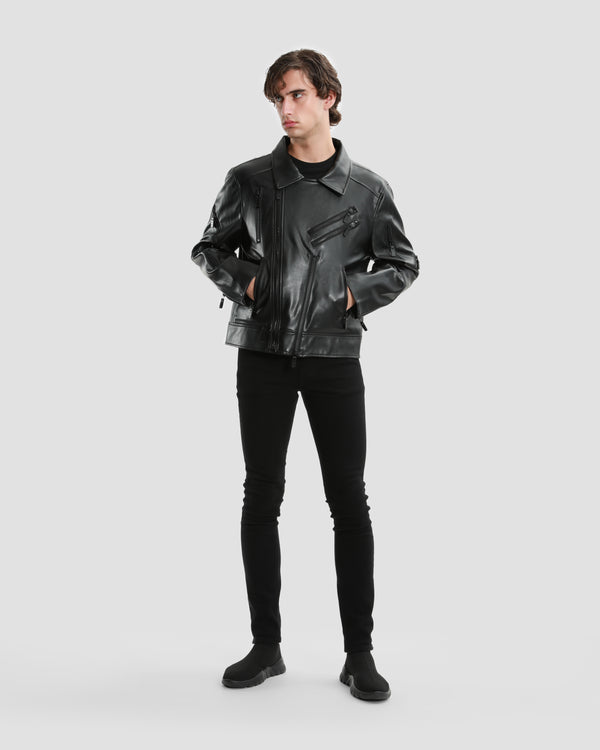 Gianfranco Ferre Multiple Zipped Biker Jacket Black