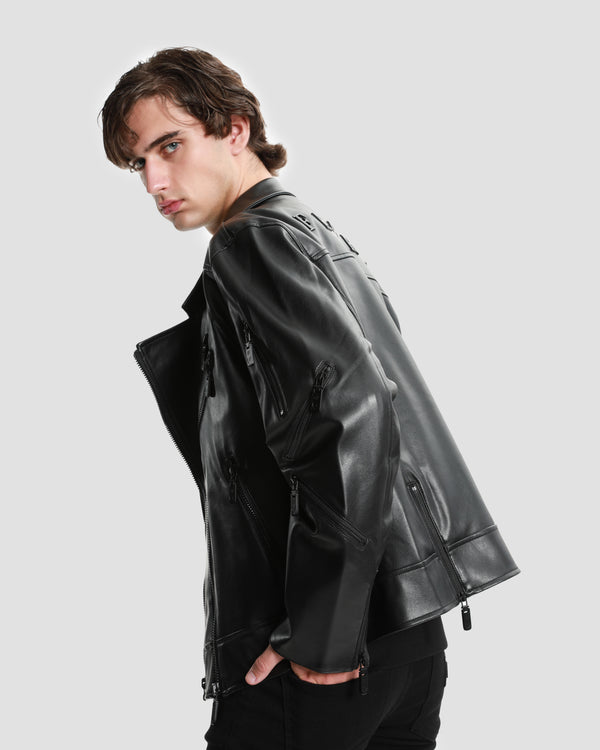 Gianfranco Ferre Multiple Zipped Biker Jacket Black