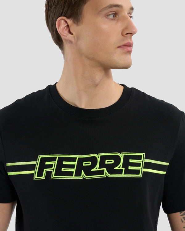 Gianfranco Ferre Neon Ferré Embroidered T-Shirt Black