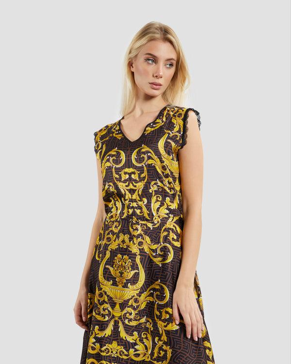 Gianfranco Ferre Oriental Baroque Patterned Maxi Dress Multicolor