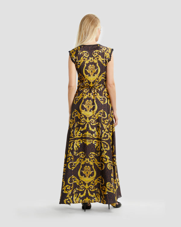 Gianfranco Ferre Oriental Baroque Patterned Maxi Dress Multicolor