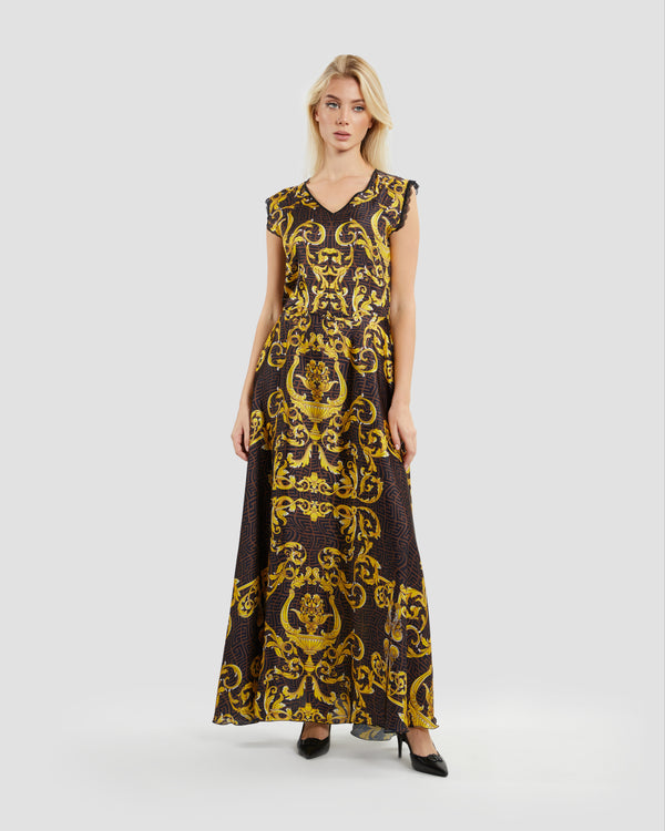 gianfranco ferre Oriental Baroque Patterned Maxi Dress Multicolor