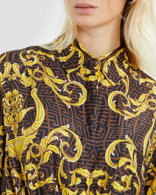 Gianfranco Ferre Oriental Baroque Patterned Shirt Dress Multicolor
