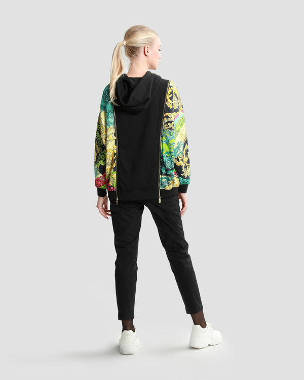 Gianfranco Ferre Ornate Color-Block Panelled Hoodie Multicolor