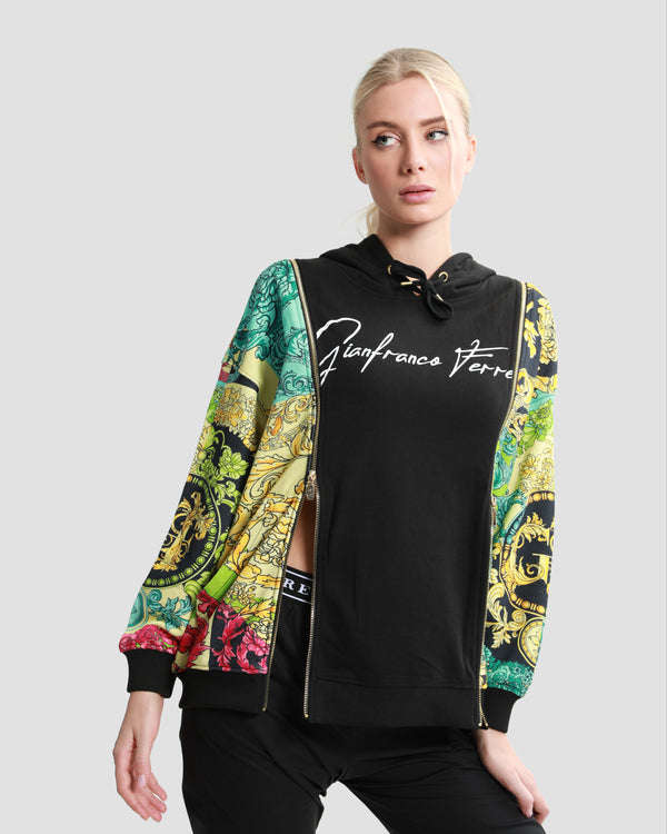gianfranco ferre Ornate Color-Block Panelled Hoodie Multicolor