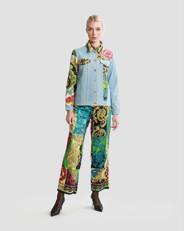 Gianfranco Ferre Ornate Color-Block Patchwork Denim Jacket Multicolor