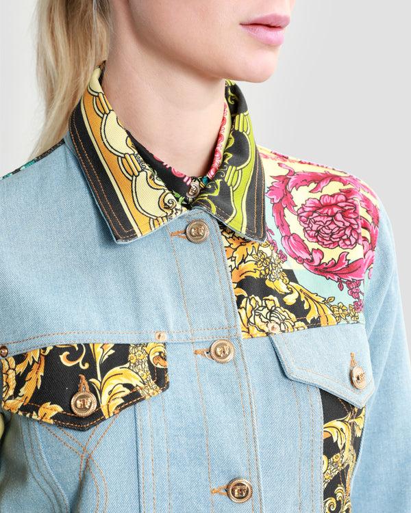 Gianfranco Ferre Ornate Color-Block Patchwork Denim Jacket Multicolor