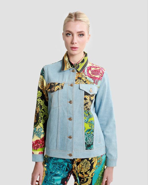 gianfranco ferre Ornate Color-Block Patchwork Denim Jacket Multicolor