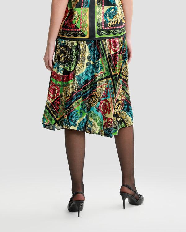 Gianfranco Ferre Ornate Color-Block Pleated Skirt Multicolor