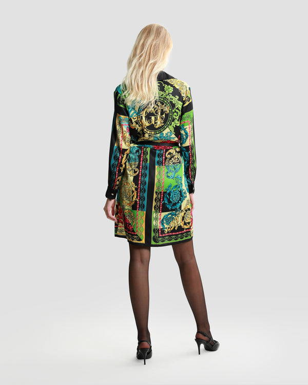 Gianfranco Ferre Ornate Color Block Print Dress Multicolor