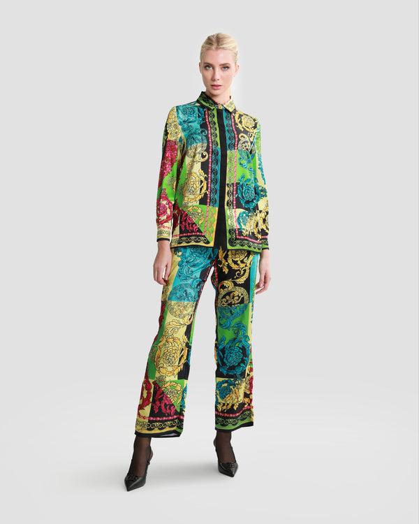 Gianfranco Ferre Ornate Color Block Print Shirt Multicolor