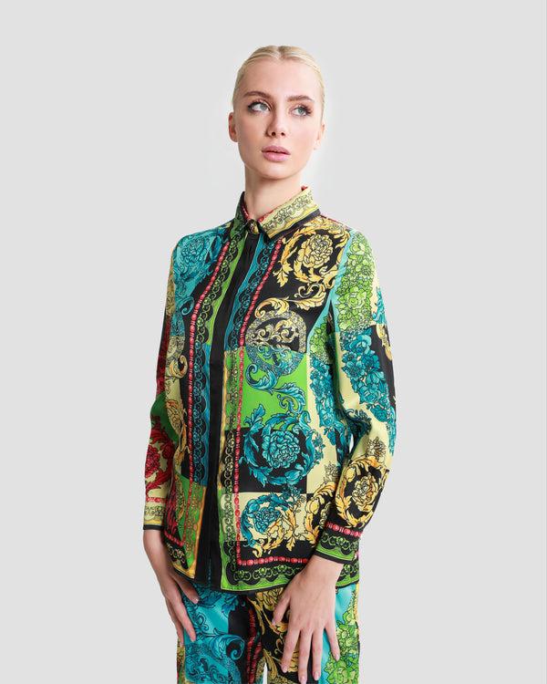 gianfranco ferre Ornate Color Block Print Shirt Multicolor