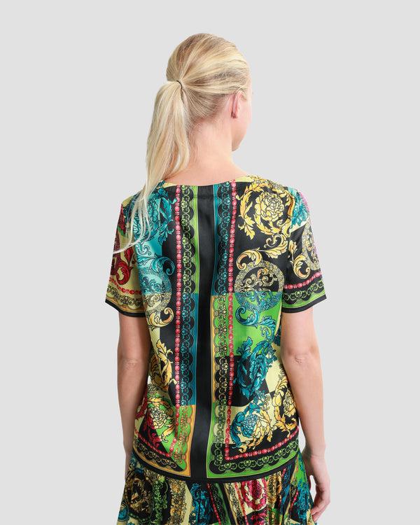 Gianfranco Ferre Ornate Color Block Print Top Multicolor