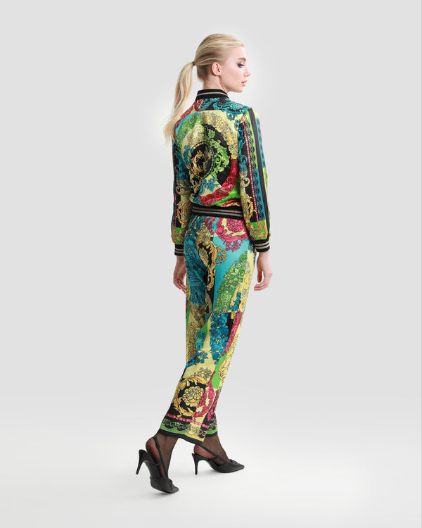 Gianfranco Ferre Ornate Color Block Reversible Bomber Jacket Multicolor