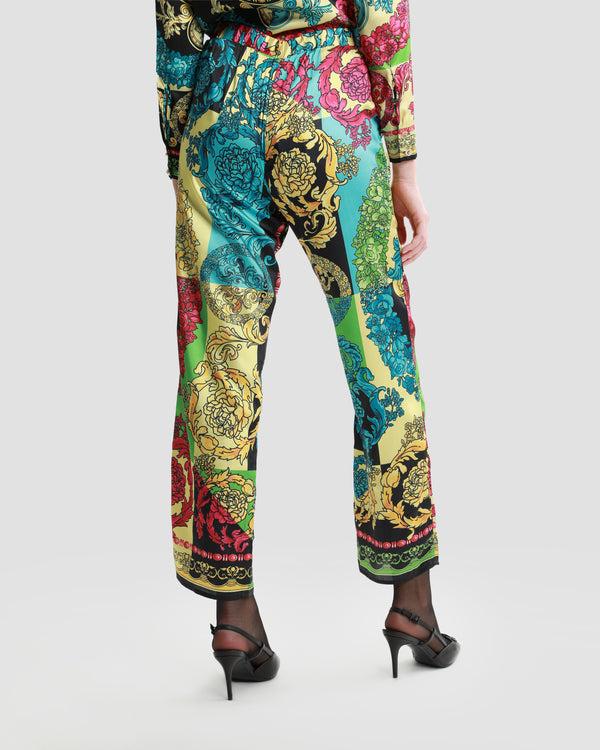 Gianfranco Ferre Ornate Color Block Straight Leg Pants Multicolor
