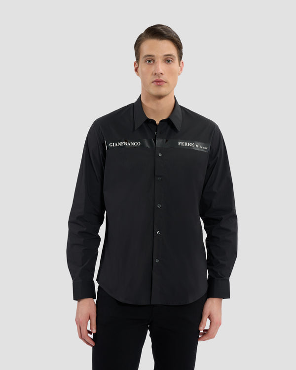 gianfranco ferre Patent Finish Brand Print Shirt Black