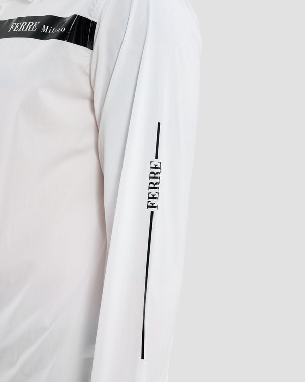 Gianfranco Ferre Patent Finish Brand Print Shirt White